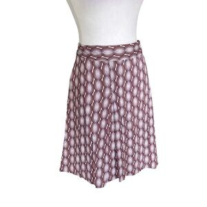 Kim Rogers Pleated Cotton Burgundy and White Skirt Size 16P